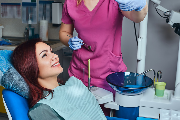 woman getting her dental checkup